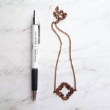 Copper Clover Necklace, 4 lobe pendant, antique copper necklace, aged copper clover necklace, copper clover pendant, large clover necklace - Constant Baubling