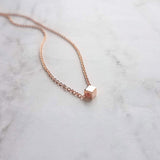 Cube Necklace, rose gold cube necklace, rose gold necklace, pink gold necklace, square bead necklace, layering necklace, delicate necklace - Constant Baubling