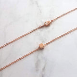 Cube Necklace, rose gold cube necklace, rose gold necklace, pink gold necklace, square bead necklace, layering necklace, delicate necklace - Constant Baubling