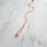 Cube Necklace, rose gold cube necklace, rose gold necklace, pink gold necklace, square bead necklace, layering necklace, delicate necklace - Constant Baubling