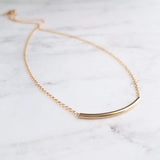 Thin Gold Tube Necklace, 14 karat gold filled chain, 14K gold fill, curved bar necklace, gold layering necklace, gold noodle, minimalist - Constant Baubling