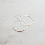 Gold Circle Earrings, simple circle earrings, thin circle earring, gold hoop earring, 14K solid gold hooks opt, thin round wire gold earring - Constant Baubling