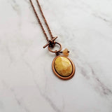 Copper Necklace - front clasp necklace, cameo necklace, toggle clasp necklace, copper pendant, floral cameo necklace, copper flower, antique - Constant Baubling