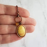 Copper Necklace - front clasp necklace, cameo necklace, toggle clasp necklace, copper pendant, floral cameo necklace, copper flower, antique - Constant Baubling