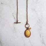 Copper Necklace - front clasp necklace, cameo necklace, toggle clasp necklace, copper pendant, floral cameo necklace, copper flower, antique - Constant Baubling