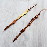 Copper Stick Earrings - long thin straight tree branch charm dangles on antique/oxidized finish hooks, handmade fall nature jewelry gift - Constant Baubling