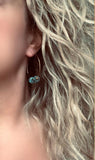 Gold Hoop Earrings, blue green aqua earrings, verdigris patina earrings, eucalyptus leaves, disk earrings, large hoop earring, disks on hoop - Constant Baubling