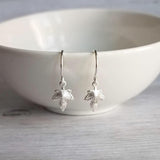 Maple Leaf Earrings, silver leaf earring, tiny leaf earring, Toronto, little leaf earring, leaf dangle earring, autumn earring, fall earring - Constant Baubling