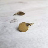Antique Brass Disk Earrings, small bronze disk, disc earring, flat round earring, antique bronze, rustic earring, round dangle, thin circle - Constant Baubling
