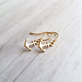 Small Gold Anchor Earrings, tiny anchor earring, anchor dangle, anchor charm, secure grounded safe, safety hope symbol, ship earring, boat - Constant Baubling