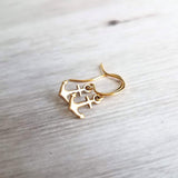 Small Gold Anchor Earrings, tiny anchor earring, anchor dangle, anchor charm, secure grounded safe, safety hope symbol, ship earring, boat - Constant Baubling