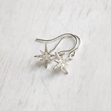 Wishing Star Earrings - North Star earring, Polaris earring, CZ earring, CZ star earring, silver star earring, cubic zirconia, star dangle - Constant Baubling