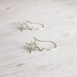 Wishing Star Earrings - North Star earring, Polaris earring, CZ earring, CZ star earring, silver star earring, cubic zirconia, star dangle - Constant Baubling