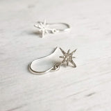 Wishing Star Earrings - North Star earring, Polaris earring, CZ earring, CZ star earring, silver star earring, cubic zirconia, star dangle - Constant Baubling