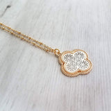 Gold Silver Clover Necklace, filigree necklace, clover pendant, medallion pendant, medallion necklace, lacy pendant, gold clover necklace - Constant Baubling