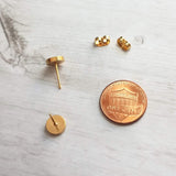 Gold Stainless Steel Stud Earrings, peridot green studs, peridot earrings, pale green studs, rough stone earring, light green earring, druzy - Constant Baubling