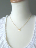 Rose Gold Disc Necklace, rose gold coin necklace, sequin necklace 3 rose gold charms tiny rose gold circles small round disks flat rose gold - Constant Baubling