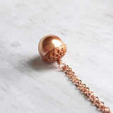 Rose Gold Acorn Necklace - Swarovski pearl nut with pink copper cap on rose gold plated delicate simple chain - custom lengths - fall gift - Constant Baubling
