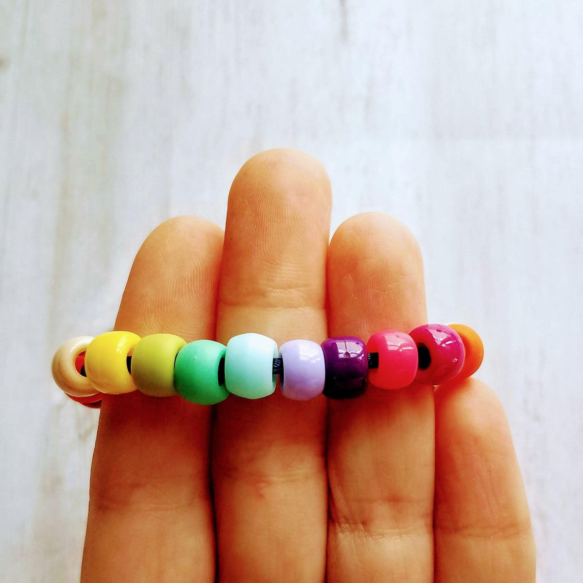 Big Bead Tie On Bracelet, Forte inspired rainbow bracelet, rainbow beads,  big bead bracelet, cord bracelet, preppy bracelet multicolor roller