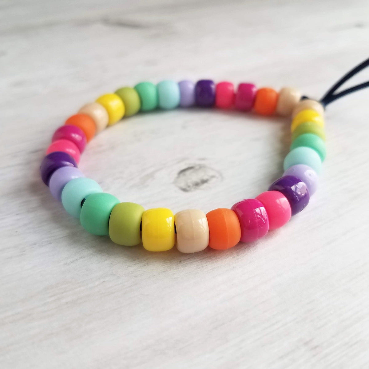 Rainbow Beaded Bracelet with 14K Yellow Gold Pony Beads