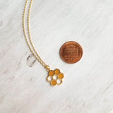 Honeycomb Necklace, small gold pendant, honeycomb pendant, bumblebee necklace, honey bee necklace, honeybee jewelry hive necklace gold chain - Constant Baubling