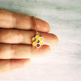 Honeycomb Necklace, small gold pendant, honeycomb pendant, bumblebee necklace, honey bee necklace, honeybee jewelry hive necklace gold chain - Constant Baubling