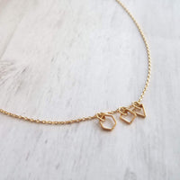 Geometry Necklace - tiny gold square, triangle & hexagon shape charms on thin delicate chain - 14K gold fill available - math necklace, gift - Constant Baubling