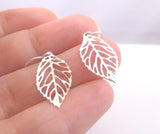 Silver Leaf Earrings, small silver leaves, cut out leaf earring, simple leaf earrings, delicate leaf earring, dainty leaf earring, filigree - Constant Baubling