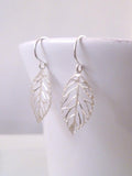Silver Leaf Earrings, small silver leaves, cut out leaf earring, simple leaf earrings, delicate leaf earring, dainty leaf earring, filigree - Constant Baubling