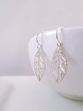 Silver Leaf Earrings, small silver leaves, cut out leaf earring, simple leaf earrings, delicate leaf earring, dainty leaf earring, filigree - Constant Baubling
