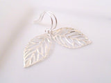 Silver Leaf Earrings, small silver leaves, cut out leaf earring, simple leaf earrings, delicate leaf earring, dainty leaf earring, filigree - Constant Baubling