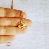 Honeycomb Necklace, small gold pendant, honeycomb pendant, bumblebee necklace, honey bee necklace, honeybee jewelry hive necklace gold chain - Constant Baubling