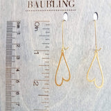 Gold Open Heart Earrings, elongated heart earring, heart outline earring, gold heart earring, kidney ear hooks, Valentine's day earring gift - Constant Baubling