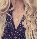 Gold Silver Clover Necklace, filigree necklace, clover pendant, medallion pendant, medallion necklace, lacy pendant, gold clover necklace - Constant Baubling