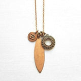 Long Copper Necklace - om mantra mindfulness symbol & vibration body harmony mandala, 30 inch antique copper chain, spiritual yoga jewelry - Constant Baubling