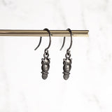 Little Owl Earrings, small owls earring, black owl earrings, gunmetal owl earring, owl dangle, owl charm, petite earring, baby owl, owlet - Constant Baubling