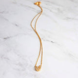 Gold Horseshoe Necklace, delicate gold chain, thin chain, dainty gold necklace, lucky necklace, tiny good luck charm, horse necklace, small - Constant Baubling