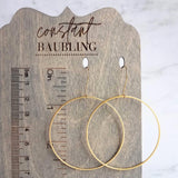 Large Gold Circle Earrings - simple thin hoop on latching kidney ear wire, large hoops, big circles, lightweight hoop, everyday earrings, 2" - Constant Baubling