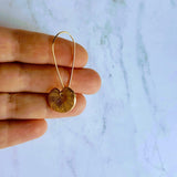 Lotus Leaf Earrings, gold lily pads, small lotus earring, little gold leaves, lilypad dangle earring, latching kidney wires, rebirth, frog - Constant Baubling