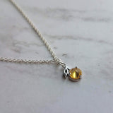 Lemon Necklace, small crystal lemon, lemon charm, fruit necklace, citrus fruit, silver lemon pendant, delicate silver chain, tiny pendant - Constant Baubling