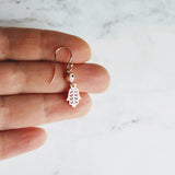 Evil Eye Earrings, rose gold earring, talisman amulet, protective earring, Hamsa earring, hand Fatima, spiritual symbol protection good luck - Constant Baubling