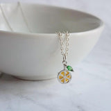 Lemon Necklace, small crystal lemon, lemon charm, fruit necklace, citrus fruit, silver lemon pendant, delicate silver chain, tiny pendant - Constant Baubling