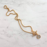 Large Gold Ball Chain Necklace, front toggle clasp necklace, coin pendant, gold coin charm, chunky gold necklace, coin necklace, thick chain - Constant Baubling