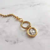 Large Gold Ball Chain Necklace, front toggle clasp necklace, coin pendant, gold coin charm, chunky gold necklace, coin necklace, thick chain - Constant Baubling