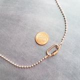 Rose Gold Ball Chain Necklace, chunky front clasp necklace, carabiner clasp, rose gold ball necklace, large oval clasp, screw clasp necklace - Constant Baubling