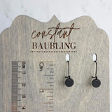 Black Disk Earrings - matte black earring, small disk earring, black leverback, all black earring, circle charm earring, small round disk - Constant Baubling