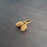 Gold Pine Cone Earrings, small pinecone earring, little pine cone, fall earring, autumn earring, matte gold harvest earring, nature earring - Constant Baubling