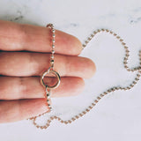 Large Ball Chain Necklace, rose gold ball chain, chunky front clasp necklace, carabiner clasp, large round clasp, rose gold ball necklace - Constant Baubling
