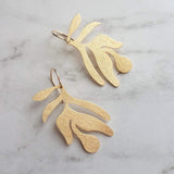 Burnt Orange Earrings, matte orange leaf earring, tropical leaf earring, monstera leaf, tropical earring, beach earring, large lightweight - Constant Baubling