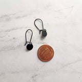 Black Disk Earrings - matte black earring, small disk earring, black leverback, all black earring, circle charm earring, small round disk - Constant Baubling